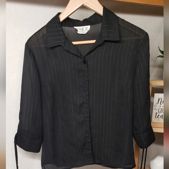 Jessica Tops - Jessica Black Sheer Blouse